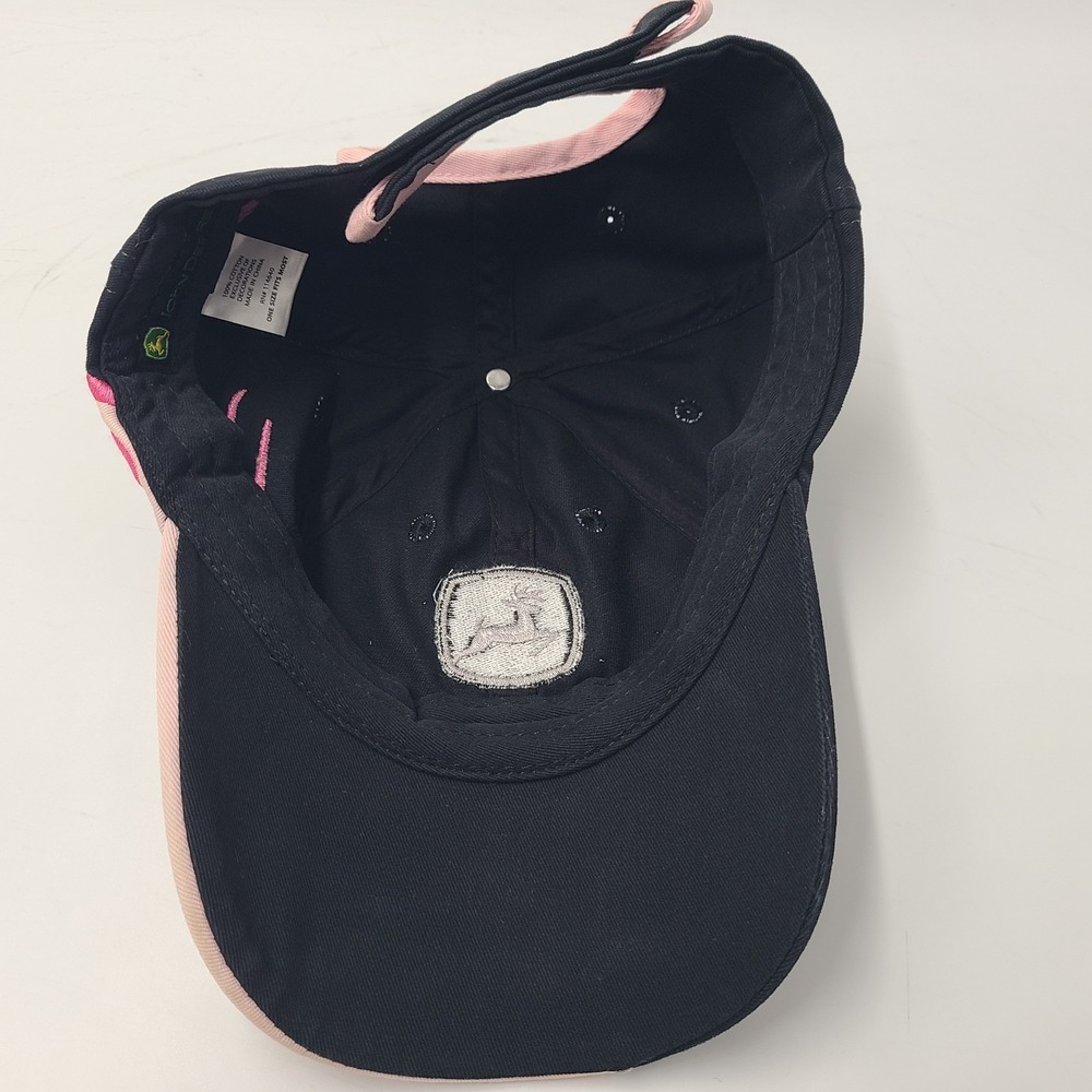 Women John Deere Hat Adjustable Black Pink Flames Cotton Farm Hunt Fish Casual - Picture 9 of 11
